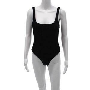 Nonchalant Label Women Jumpsuit Black Nylon Square Neck Size M